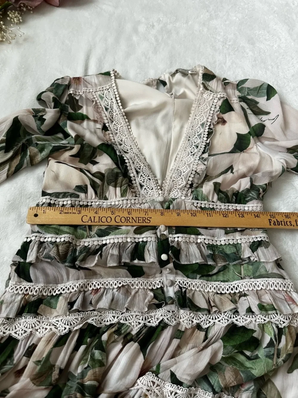 AllSaints Zora Alessandra Floral Lace-Trimmed Dress size 4 - Picture 11 of 16